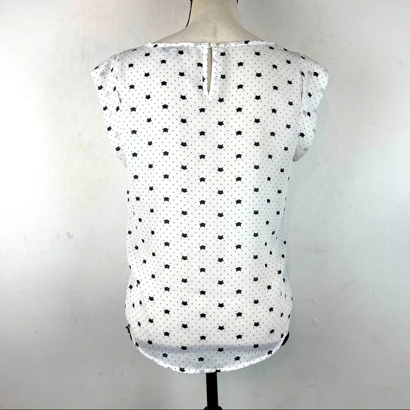 Iris Cat Face Print Cap Sleeve Blouse Kawaii Size S - Picture 3 of 10